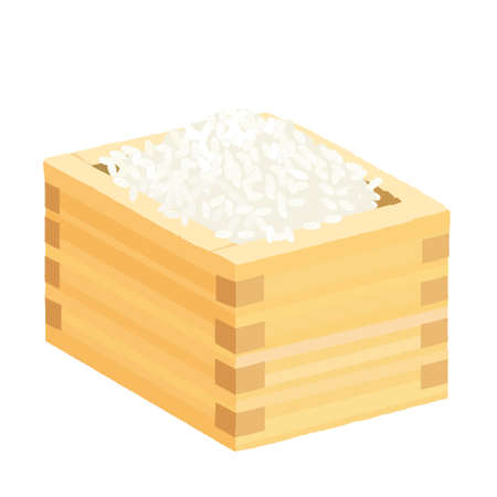Rice in a wooden squareのイラスト素材