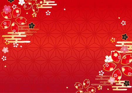 Japanese pattern background of cherry blossoms and plum blossomsのイラスト素材