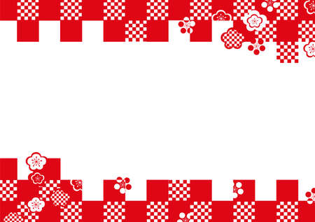 Japanese pattern background illustration of plum and ichimatsuのイラスト素材