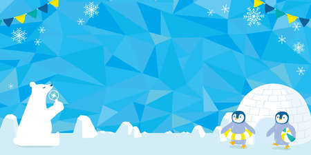 Shiro Bear and Penguin Summer Chilly Background Illustration