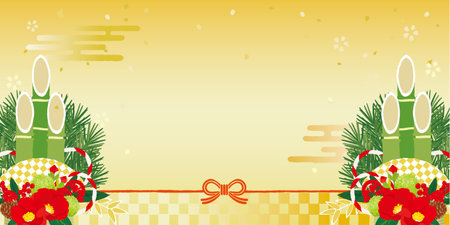 Kadomatsu and Mizuki New Year's Day Background Illustrationのイラスト素材