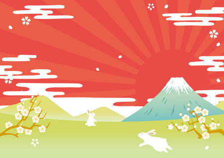 Mt. Fuji New Year Illustrationのイラスト素材