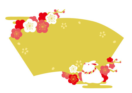 Rabbit New Year Frame Illustrationのイラスト素材