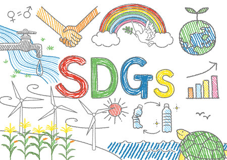Hand-drawn SDGs image illustrationのイラスト素材