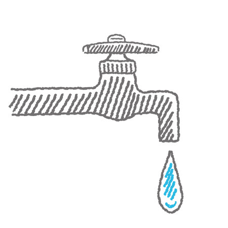 Illustration of flowing water with a tapのイラスト素材