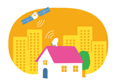 Antennas that receive radio waves from artificial satellites SDGs 9: Industry, Innovation, and Infrastructureのイラスト素材