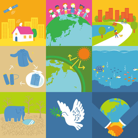 SDGs 9-17 Illustration Setのイラスト素材