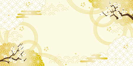 New Year's Japanese Pattern Background Illustration Plum Branchのイラスト素材