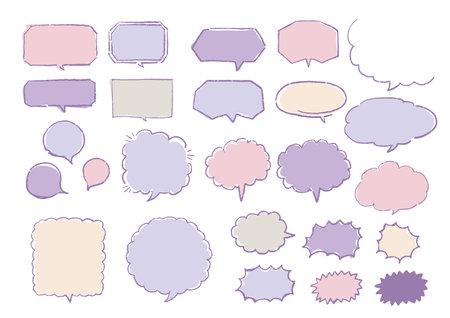 Hand-drawn speech bubble illustration framesetのイラスト素材