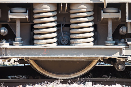 Old train wheel on a old trackの写真素材