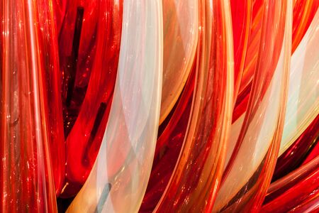 red and yellow glass flames sculpture