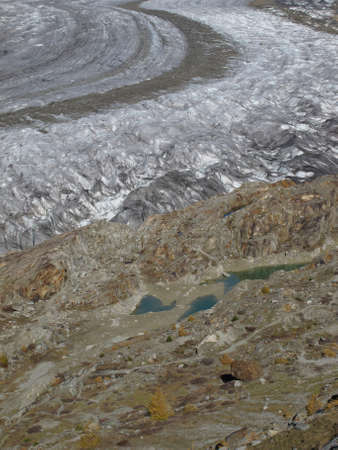 Curve Of The Aletschgletscher And Little Lakesの写真素材