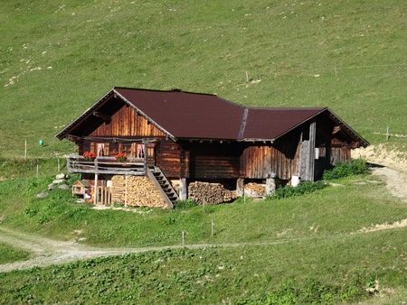 Traditional old farm house in the Bernese Oberland, Swiss Alpsのeditorial素材