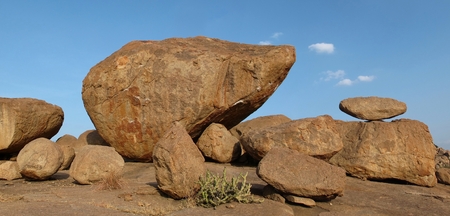 Beautiful balancing granite boulderの写真素材