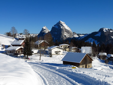 View from the village and holiday resort Stoosのeditorial素材