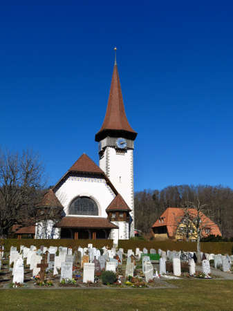 Church in Spiez, Bernese Oberlandの写真素材
