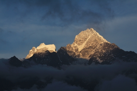 Mt Thamserku at sunset, view from Khumjung