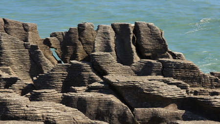 Unique rock formation in Punakaiki, South Island.の写真素材