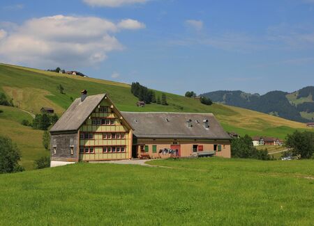 Typical architectural style in Appenzell. Old homestead.のeditorial素材