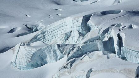 Crevasses with visible layers of ice. Aletsch glacier.