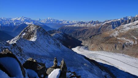 Aletsch glacier seen from mount Eggishorn.の写真素材