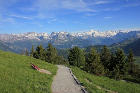 Mount Titlis and other high mountains seen from Mount Stanserhorn, Switzerland.の写真素材