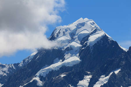 Peak of Mount Cook and cloud.