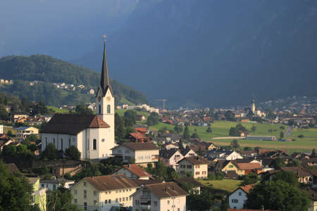 Church of Wangs, St Gallen in the morning light.の写真素材