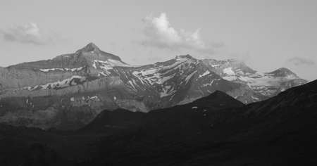Monochrome image of the Les Diablerets mountain range.の写真素材