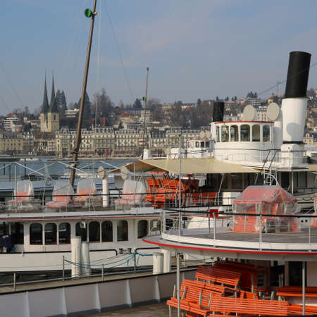 Scene in the Center of Lucerne, Switzerland.の写真素材