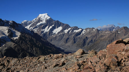 Mount Cook in summer, New Zealand.の写真素材