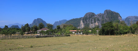 Mountain ranges in Vang Vieng, Laos.の写真素材