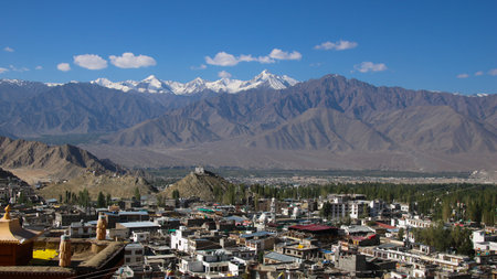 View of Leh, city in Ladakh, India.の写真素材