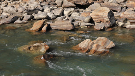 Rocks shaped by water of the Langtang Khola, Nepal.