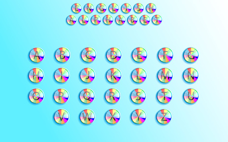 Rainbow button with the English alphabetのイラスト素材