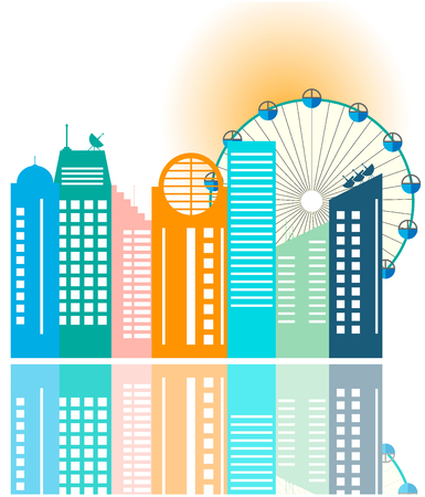 Landscape of the city against the rising sunのイラスト素材