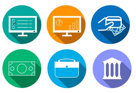 Six icons in a flat style. Theme - Business.のイラスト素材