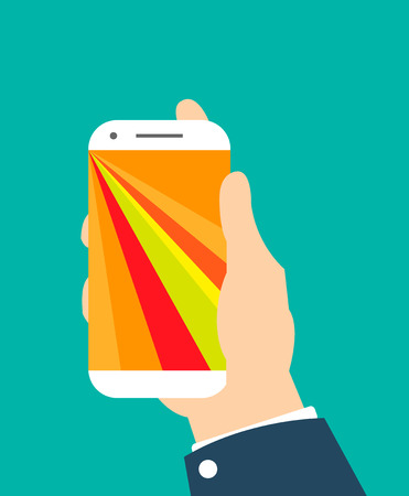 A man's hand is keep a phoneのイラスト素材