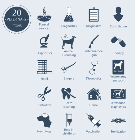 Set veterinary icons. Number - 20.のイラスト素材
