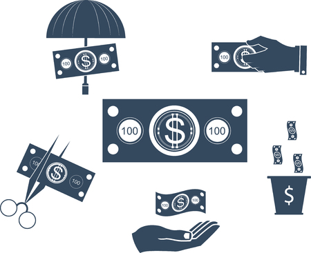 Money icons set. Dollar icon. Flat.のイラスト素材