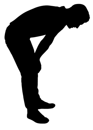 Silhouette of a man who is tired.のイラスト素材