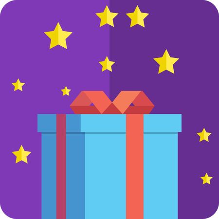 The flat gift icon. Box with a gift on a purple background.のイラスト素材