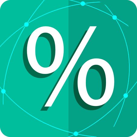 Flat icon percent. Percent on a green background.