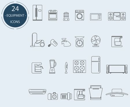 Line icons of home appliances. 24 unitsの写真素材