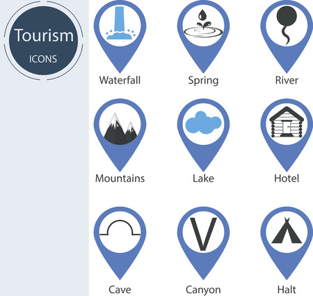 Set icons on the theme of tourismのイラスト素材
