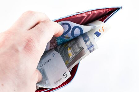 Italian leather wallet with money, useful for conceptsの写真素材