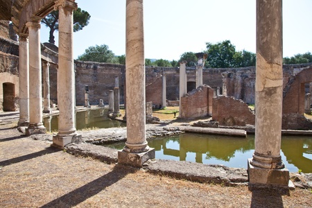 Roman columns in Villa Adriana, Tivoli, Italyの写真素材