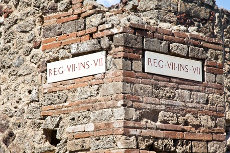 Detail of Pompeii site. The city of was destroyed and completely buried during a long catastrophic eruption of the volcano Mount Vesuviusのeditorial素材