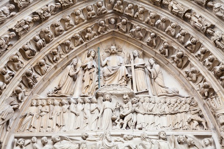 Detail of gothic Cathedral of Notre Dame in Paris