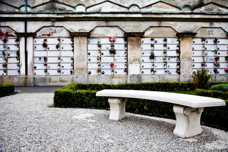 Collection of architectures examples in European cemetariesの写真素材